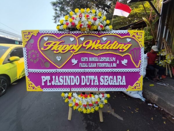Bunga papan happy wedding bandung