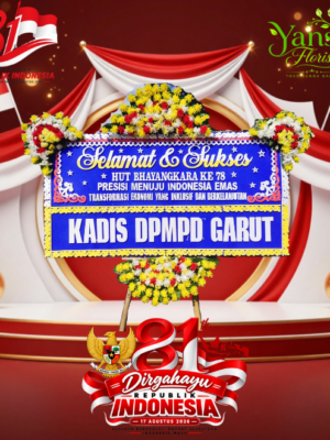 bunga-papan-kemerdekaan-indonesia-garut-yans-florist Bunga papan kemerdekaan Indonesia garut dari toko bunga Garut Yans Florist dengan rangkaian bunga merah putih elegan untuk HUT RI ke-81