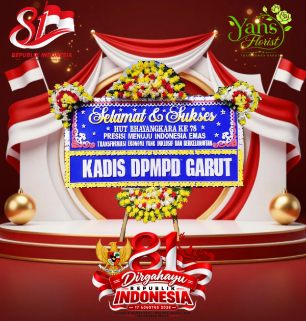 bunga-papan-kemerdekaan-indonesia-garut-yans-florist Bunga papan kemerdekaan Indonesia garut dari toko bunga Garut Yans Florist dengan rangkaian bunga merah putih elegan untuk HUT RI ke-81