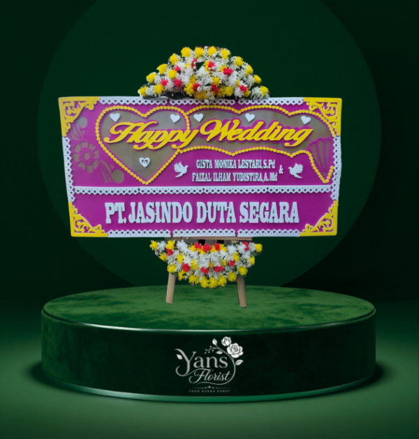bunga papan happy wedding bandung
