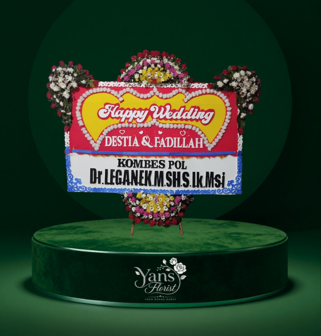 Bunga Papan Happy Wedding Ciundian Singajaya dari yans florist