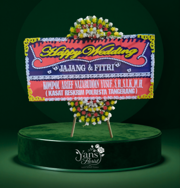 Bunga Papan Happy wedding Mekarjaya sukaresmi
