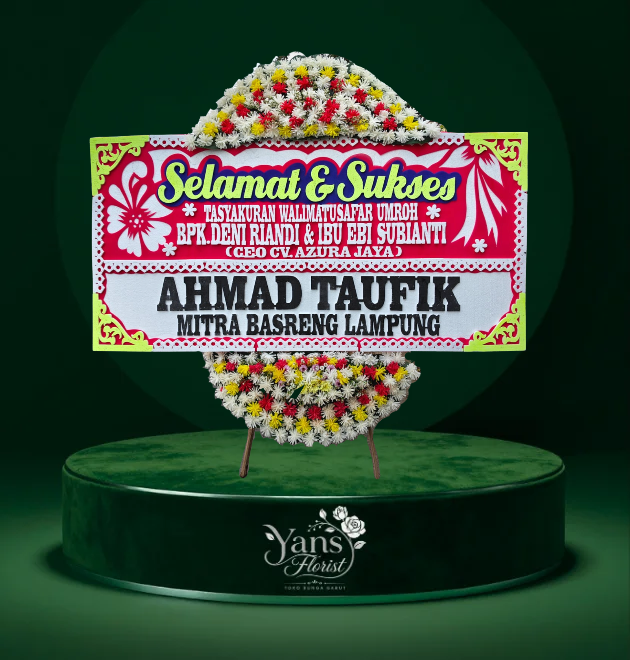 Bunga Papan Tasyakuran Walimatussafar Umroh Merah Putih Yans Florist Garut